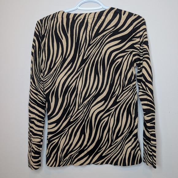 JCREW Classy TEDDIE zebra Small S Sweater Black and brown *So Soft* - Picture 3 of 10